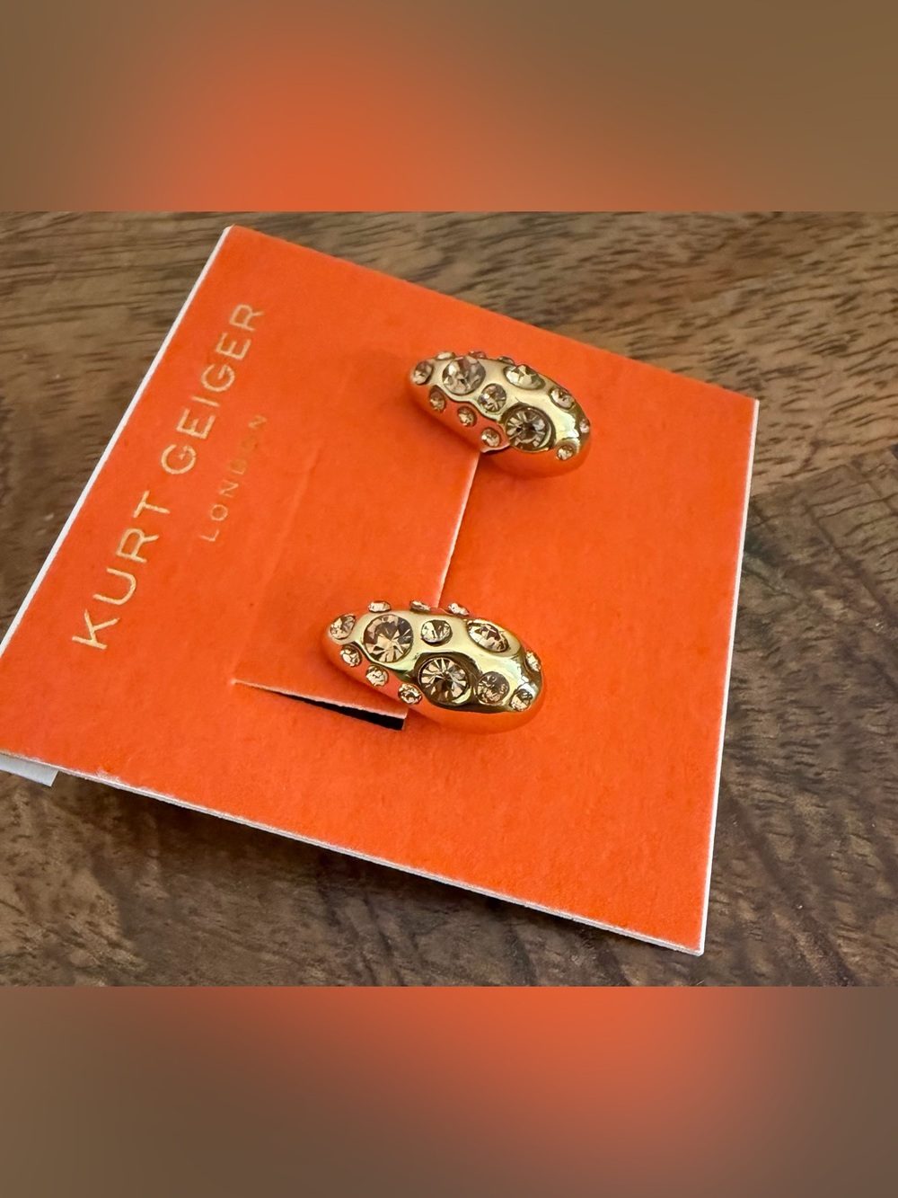 Kurt Geiger Gold-Tone Bombay Pave Cubic Zirconia Hoop Earrings NWT - Picture 4 of 6